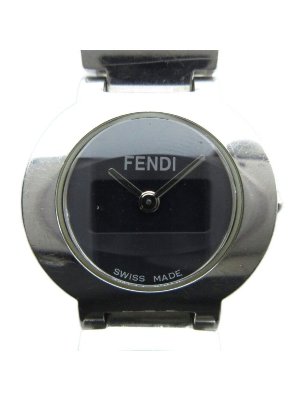 Fendi Watch Quartz Black Dial Logo Silver